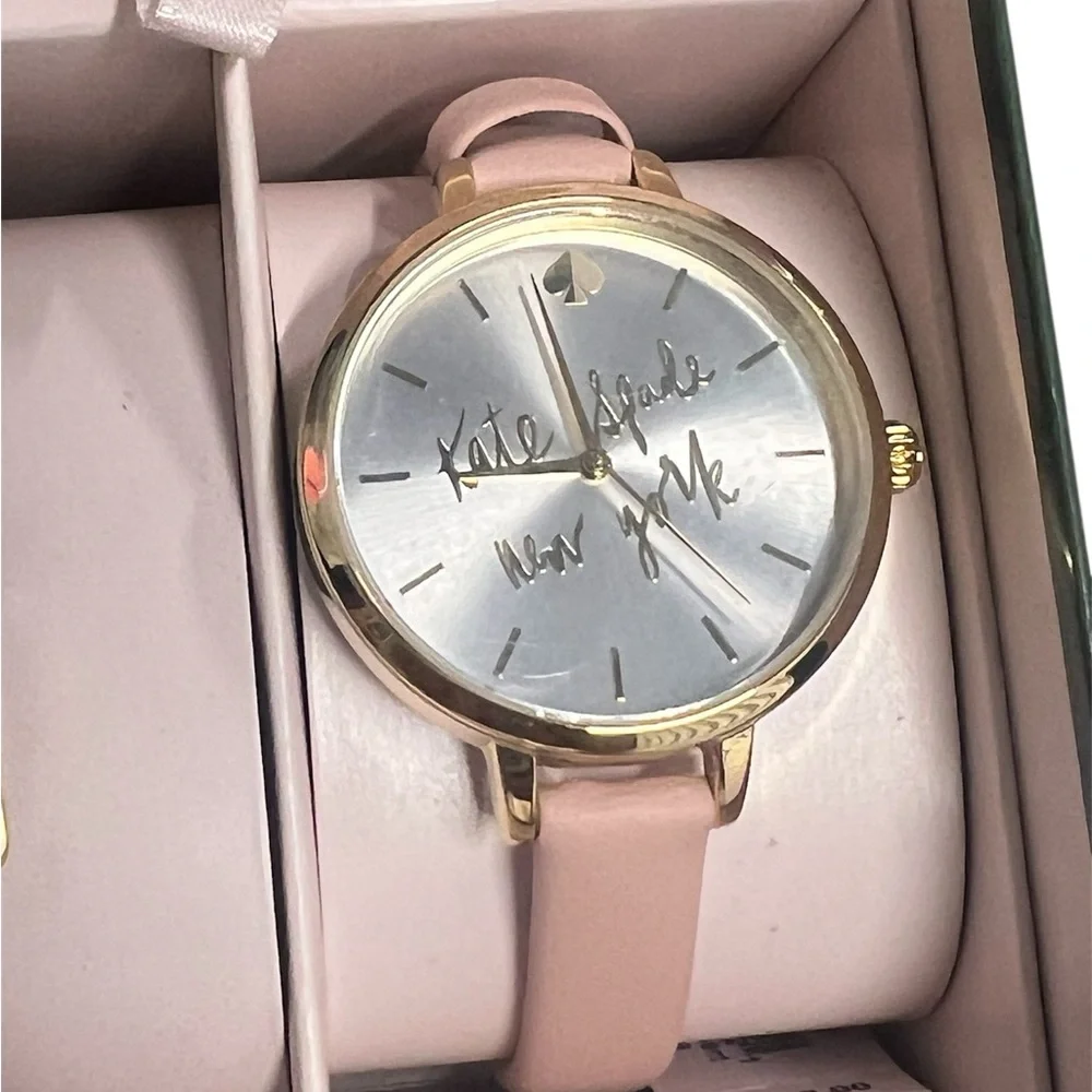 NIB KATE SPADE NEW YORK Metro Kate 34MM Leather Strap Watch Gift Set in box